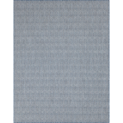 Unique Loom Outdoor Deco Trellis Rug in Navy Blue/Ivory Rectangular 3148854