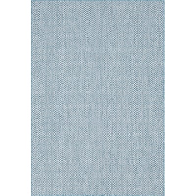 Unique Loom Outdoor Deco Trellis Rug in Blue/Ivory Rectangular 3148873