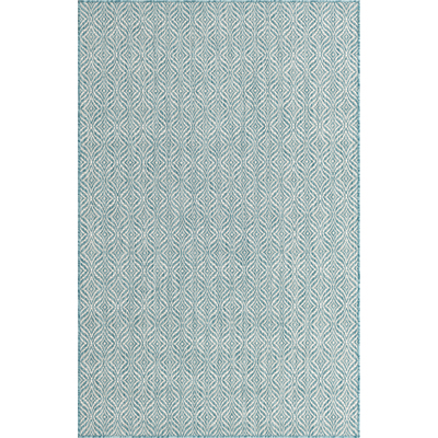 Unique Loom Outdoor Deco Trellis Rug in Blue/Ivory Rectangular 3148874