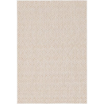 Unique Loom Outdoor Deco Trellis Rug in Tan/Ivory Rectangular 3148891