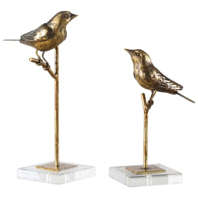 Uttermost Decorative Figurines and Statues, gold, Crystal,Sculptures, Bird, POLYRESIN, Iron, Crystal, Accessories, Figurines & Sculptures, 792977789841, 18898,5-15inches