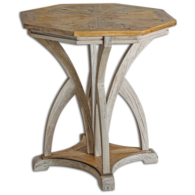 Uttermost Ranen Aged White Accent Table 25623