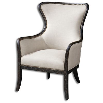Uttermost Chairs, Black,ebonyCream,beige,ivory,sand,nudeWhite,snow, Accent Chairs,AccentWing Chairs,wing, Complete Vanity Sets, Carolyn Kinder, Wood, Foam, Fabric, Accent Furniture, Accent Chairs & Armchairs, 792977230732, 23073