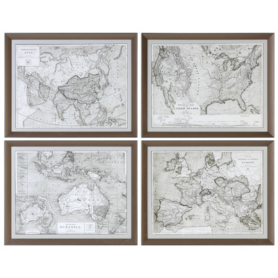 Uttermost World Maps Framed Prints S/4 33639
