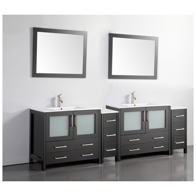 Vanity Art Double Sink Bathroom Vanity White Ceramic Bathroom Vanity Top Va3036-96 In Espresso VA3036-96E