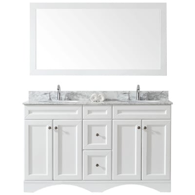 Virtu Bathroom Vanities, Double Sink Vanities, 50-70, Transitional, white, Complete Vanity Sets, Light, Transitional, Solid wood frame construction, Freestanding, Bathroom Vanity Set, 840166134542, ED-25060-WMRO-WH