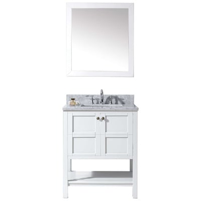 Virtu Bathroom Vanities, Single Sink Vanities, white, Complete Vanity Sets, Light, Transitional, Solid wood frame construction, Freestanding, Bathroom Vanity Set, 840166108390, ES-30030-WMSQ-WH-001