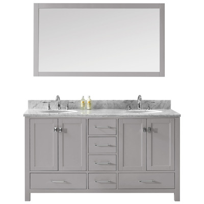 Virtu Bathroom Vanities, Double Sink Vanities, 50-70, Transitional, Gray, Light, Transitional, Solid wood frame construction, Freestanding, Bathroom Vanity Set, 840166152737, GD-50060-WMRO-CG-001