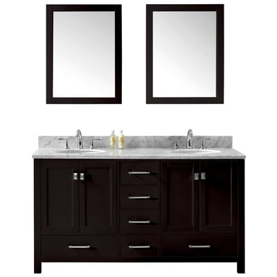 Virtu Bathroom Vanities, Double Sink Vanities, 50-70, Transitional, Dark Brown, Complete Vanity Sets, Dark, Transitional, Solid wood frame construction, Freestanding, Bathroom Vanity Set, 840166103296, GD-50060-WMRO-ES-020