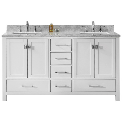 Virtu Bathroom Vanities, Double Sink Vanities, 50-70, Transitional, white, With Top and Sink, Light, Transitional, Solid wood frame construction, Freestanding, Bathroom Vanity Set, 840166135327, GD-50060-WMSQ-WH-NM