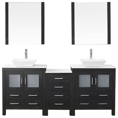 Virtu Bathroom Vanities, Double Sink Vanities, 70-90, Modern, Gray, Complete Vanity Sets, Dark, Modern, White Engineered Stone, Plywood Constuction with Veneer Exterior, Freestanding, Bathroom Vanity Set, 840166116937, KD-70078-S-ZG