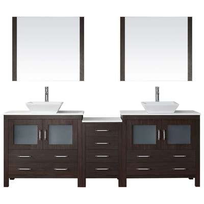 Virtu Bathroom Vanities, Double Sink Vanities, Over 90, Modern, Dark Brown, Complete Vanity Sets, Dark, Modern, White Engineered Stone, Plywood Constuction with Veneer Exterior, Freestanding, Bathroom Vanity Set, 840166117279, KD-70090-S-ES-001