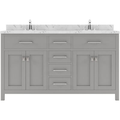 Virtu Caroline 60 inch Double Bath Vanity in Gray with Cultured Marble Quartz Top and Round Sinks, 840166169193, MD-2060-CMRO-GR-NM