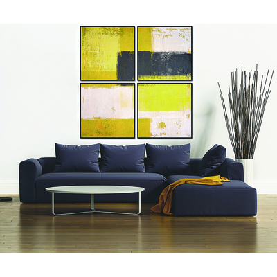 WhiteLine Amarillo 4 Piece Canvas Wall Art, 28 inchx28 inch each, Black PS Frame., 0696576755439, AW1847