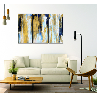 WhiteLine Oro 3-Piece 48 inchx24 inch (each) Canvas Wall Art, Black PS Frame, 0696576755507, AW1854