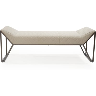WhiteLine Mylo Bench, Upholstered Padded Seat with Lozenges Design, in Light Grey Faux Leather BIX-1046-P-LGRY. Frame and Base, Brushed Gun Black Steel BIX-SS07-STL-BLK, 0696576760105, BN1950P-LGRY