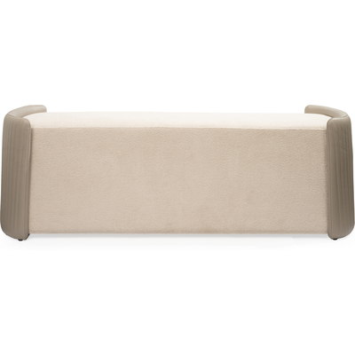 WhiteLine Hug Bench, main in Taupe Boucle Fabric BIX-RHEIN40A , and Sides in Light Warm Grey Faux Leather BIX-2015, with Steel Inner Frame., 0696576760860, BN2042F-TAU