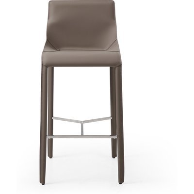 WhiteLine Emory Barstool, Fully Upholstered in Grey Faux Leather FER-MA-R2, Foot Rest Silver Steel., 0696576756672, BS1881P-GRY