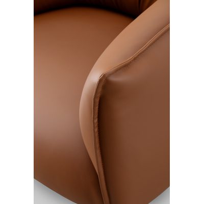 WhiteLine Benbow Leisure Chair, Brown Faux Leather BIX-J178, Legs in Sanded Black Powder-Coated Steel., 0696576762925, CH1706P-BRN