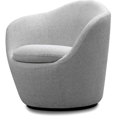 WhiteLine Stone Accent Chair, Curved Back, Light Grey Fabric SSE-Cosmic-08 (CSM21540), Black Base., 0696576760464, CH1975F-LGRY