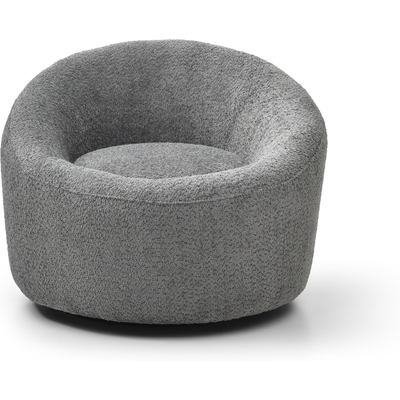 WhiteLine Perla Round Swivel Accent Chair, Dark Grey Boucle Fabric OGE-WALES454., 0696576760266, CH2009F-DGRY