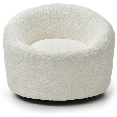 WhiteLine Perla Round Swivel Accent Chair, White Boucle Fabric OGE-WALES101, 0696576760280, CH2009F-WHT