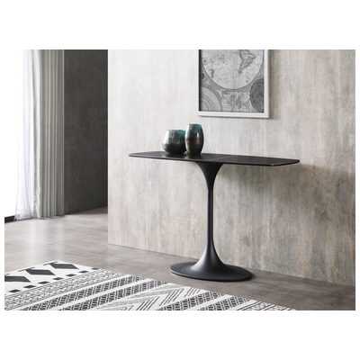 Whiteline Imports Amarosa Console Table, 8mm clear glass+ 5.5MM ceramic top, black powder coated metal base CO1719-BLK