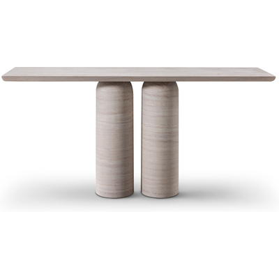 WhiteLine Rocca Console, Beige Travertine Marble Top and Base, Matte Finish SOC-4531-MRB-TRV, 0696576762949, CO2065-TRV