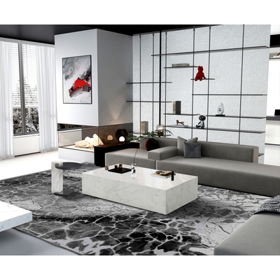 WhiteLine Cube Rectangular Coffee Table, High Gloss White Marble SOC-5227-3, with Castors., 0696576759895, CT1667R-WHT