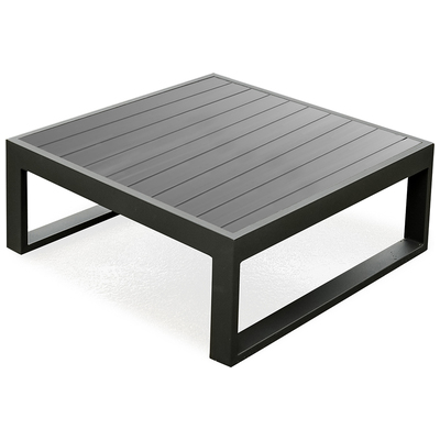 Whiteline Imports Caden Indoor/Outdoor Coffee Table, Gray Aluminum slats top and legs CT1681-GRY