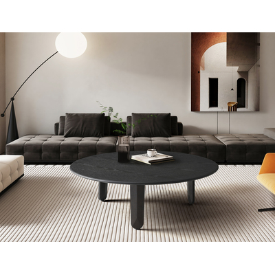 WhiteLine Luna Round Coffee Table, Smoke Oak Veneer EPI-1719-2., 0696576756139, CT1898-DGRY