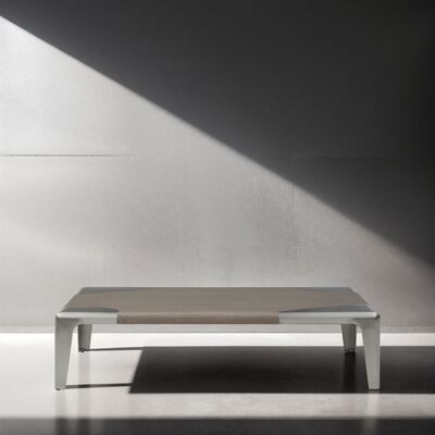 WhiteLine Elena Rectangular Coffee Table, Top Covered in Light Grey Ash Veneer Matte Finish OHM-MP2308, With Brushed Nickel Stainless Steel Base OHM-WJ01., 0696576760518, CT2029R-GRY