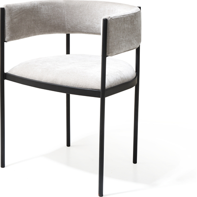 WhiteLine Envie Dining Armchair, in Light Grey Fabric BIX-VB3323-03, Frame and Legs in Black Powder-Coated Steel. Set of 2., 0696576755408, DAC1821F-LGRY