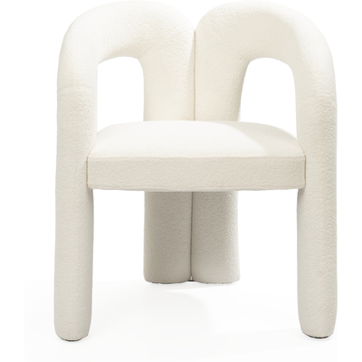 WhiteLine Mirage Dining Armchair, in White Boucle Fabric BIX-RHEIN01A , with Steel Inner Frame., 0696576760792, DAC2039F-WHT