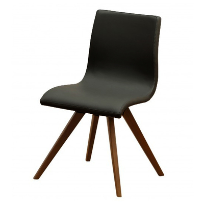 Whiteline Imports DC1243P-BLK Olga Dining Chair, Black Leatherette, Natural Walnut Solid Wood Legs,