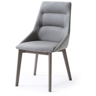 Whiteline Imports Siena Dining Chair, Grey Faux Leather,  Solid Wood Legs Grey Veneer, DC1420-GRY/GRY