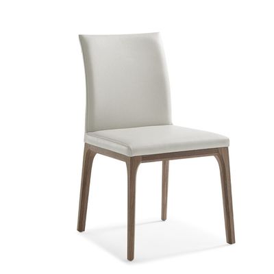 Whiteline Imports Stella Dining Chair, White Faux Leather, Solid Wood With Walnut Veneer Base Frame. Set Of 2 DC1454-WLT/WHT