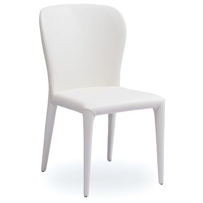 Whiteline Imports Hazel Dining Chair, White Faux Leather, Seat, Back And Legs Covered. Set Of 2 DC1455-WHT