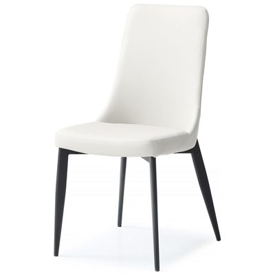 Whiteline Imports Luca Dining Chair White faux leather, powder coated metal in matt black color DC1472-WHT