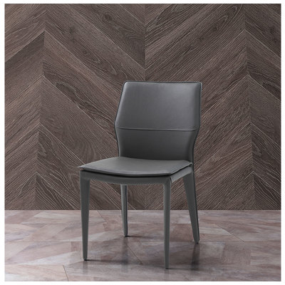 Whiteline Imports Miranda Dining Chair Dark Grey Faux Leather, Steel legs fully covered with Dark Grey faux leather. DC1475-DGRY