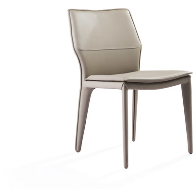 Whiteline Imports Miranda Dining Chair Light Grey Faux Leather, Steel Legs Fully Covered With Light Grey Faux Leather. DC1475-LGRY