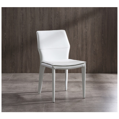 Whiteline Imports Miranda Dining Chair White Faux Leather, Steel Legs Fully Covered With White Faux Leather DC1475-WHT