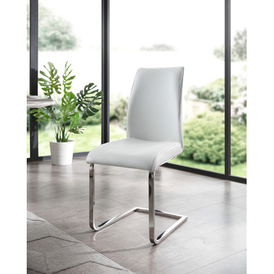 WhiteLine Katrina Dining Chair White Faux Leather, Stainless steel frame. Set of 2., 0696576750397, DC1628P-WHT