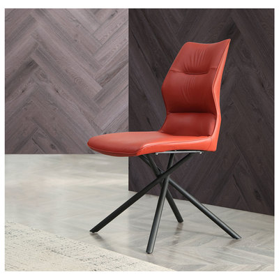 Whiteline Imports Marlon Dining Chair, Burgundy faux leather, matte Black powder coated metal legs DC1633P-BUR