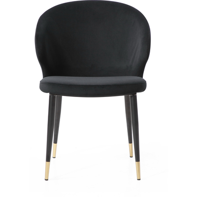 WhiteLine Gracie Dining Chair, Black Velvet BIX-HQ850-30, Black Steel Legs with Golden Bottom Caps., 0696576756962, DC1795F-BLK