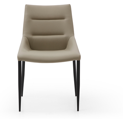 WhiteLine Kaya Dining Chair, Light Grey Faux Leather BIX-1046, Sanded Black Powder-Coated Legs. Set of 2., 0696576756900, DC1843-LGRY