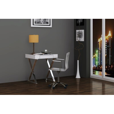 Whiteline Imports DK1205S-WHT Elm Writing Desk With Drawer
