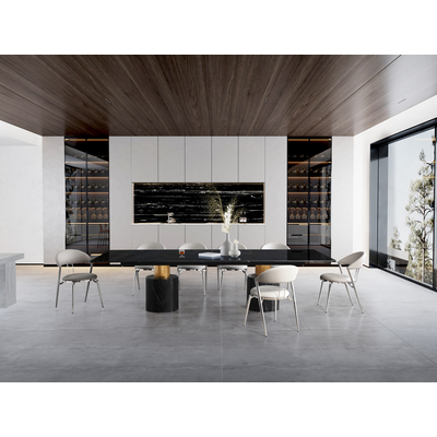 WhiteLine Geneva Dining Table, Polished Stainless Steel Cylinder SOC-STL-SLV., DT1640-SLV