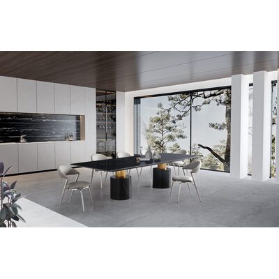 WhiteLine Geneva Extra Large Dining Table, Polished Gold Finish Cylinder, -, DT1640XL-GLD