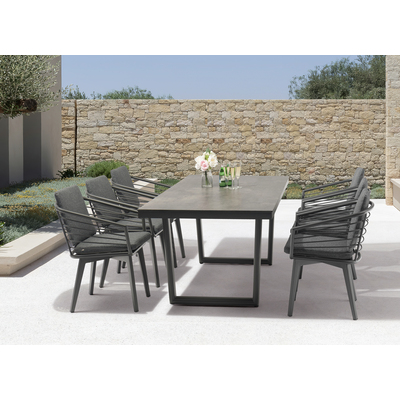 WhiteLine Doris Outdoor Dining Table, 12mm Dark Grey HPL AUG-0428 and Stainless Steel AUG-201 Top, Base in Dark Grey  Powder-Coated Aluminum AUG-PT9970, 696576755286, DT1836-DGRY